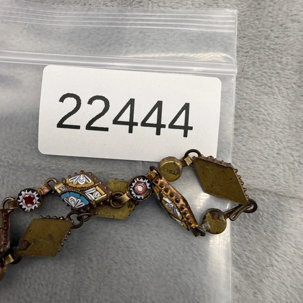 Vintage Micro Mosaic Bracelet Gold‎ Tone 7.5